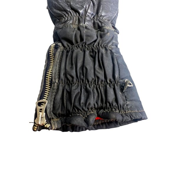 Vintage Black Leather Snowmobile Mittens Small - Picture 4 of 5